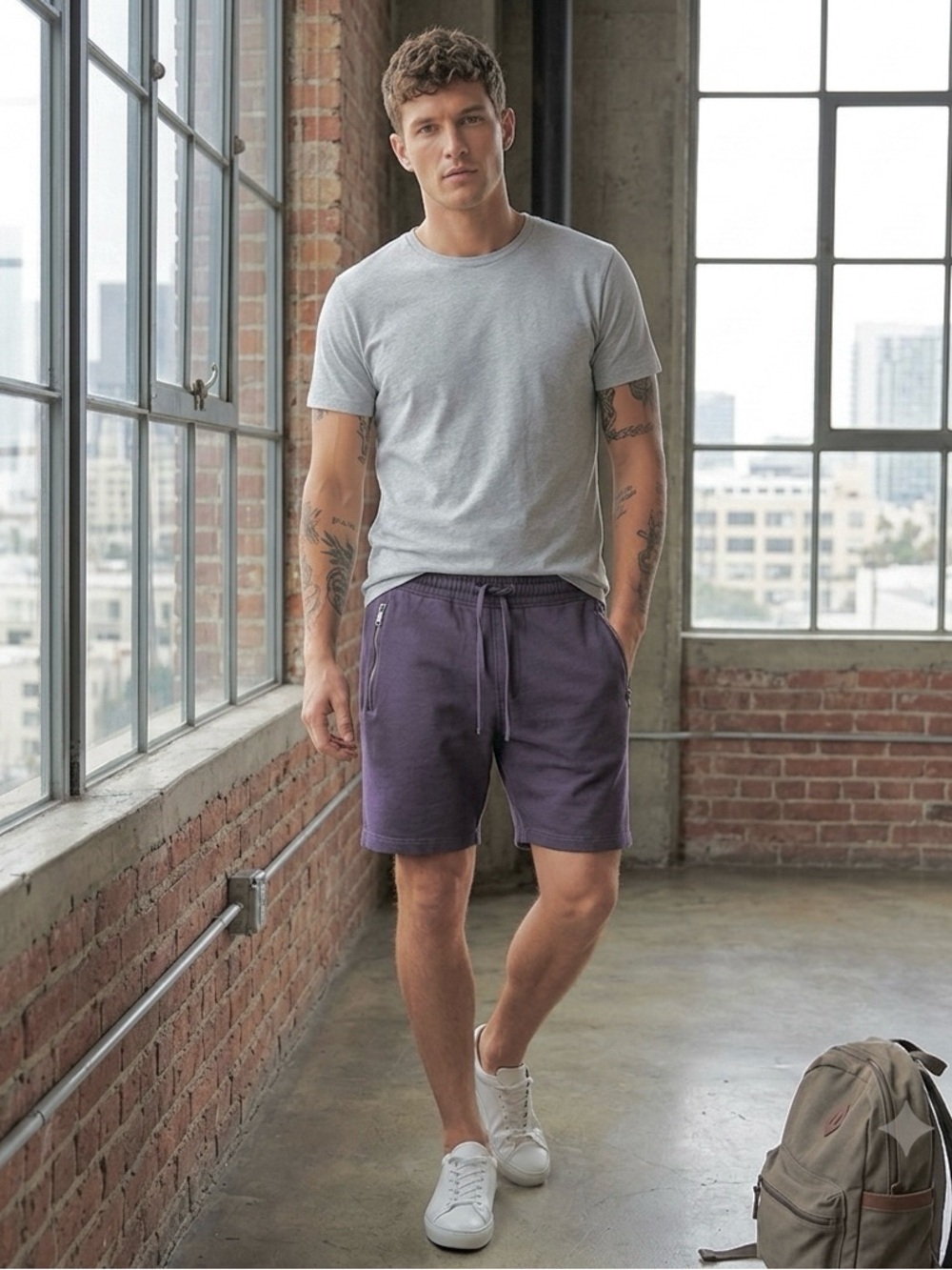 Maison Article Men Premium Essentials Brown Shorts Relaxed Fit Size XL